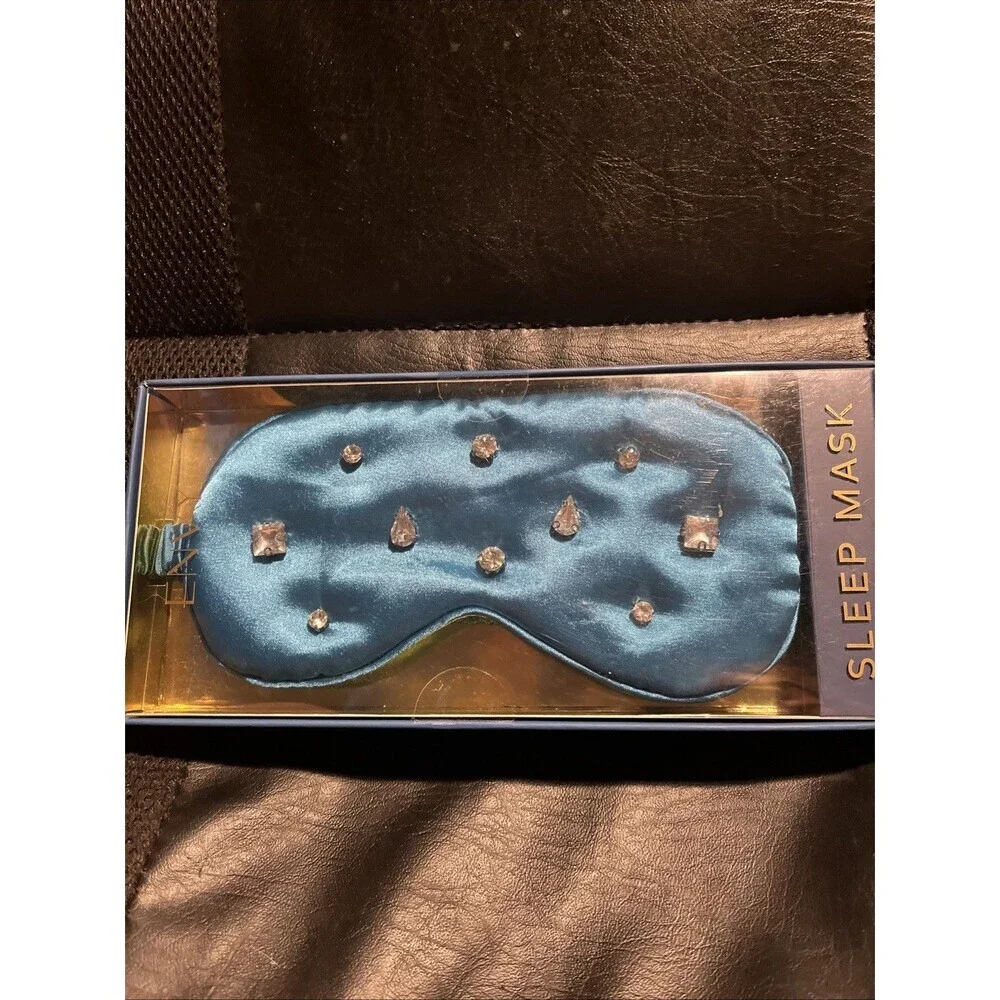 Teal Envy Bling 100% Satin Bejeweled Sleep Mask New For Side Or Stomach Sleepers